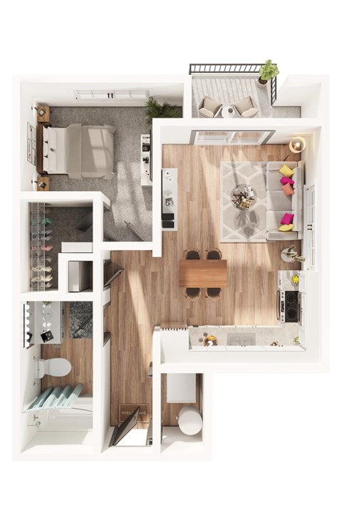 Floor plan for studio, 1 bath, 610 sqft